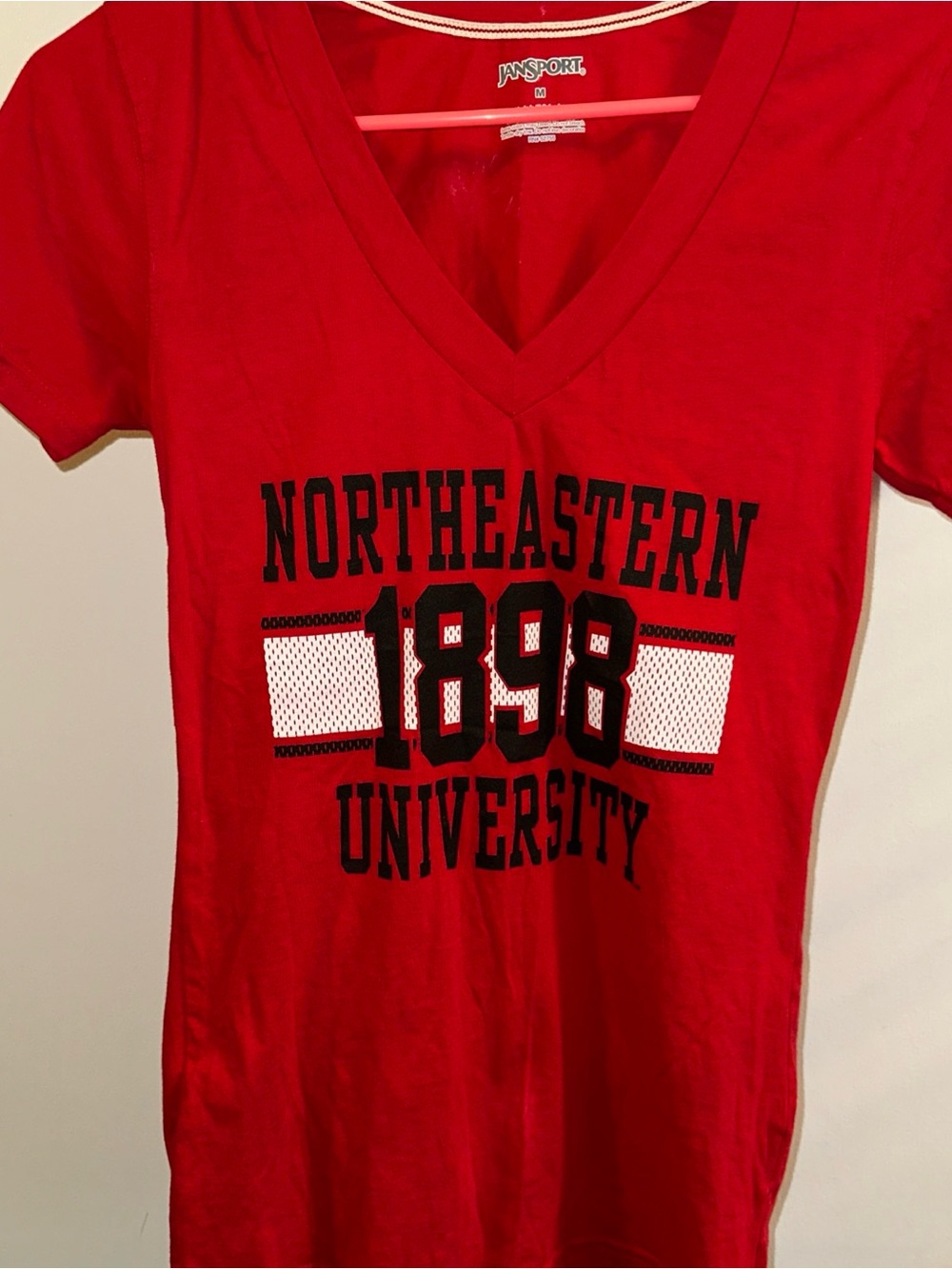 JanSport Red Northeastern University 1898 V-Neck Tee woman’s medium